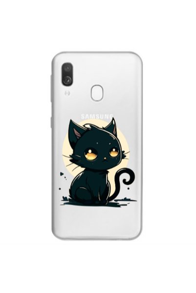 Other Samsung A40 Black Cat Transparent Silicone TPU Θήκη