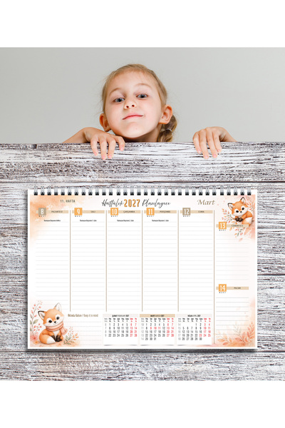 express planlayıcı 2026-2027 53-Week Planner with Academic Calendar - Fluffy Fox