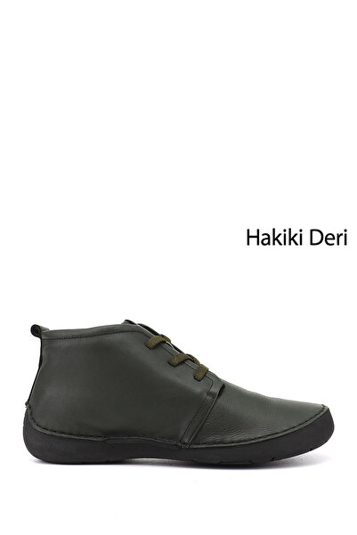 GÖNDERİ(R) Women's Khaki Antique Lace-Up Genuine Leather Comfort Boots