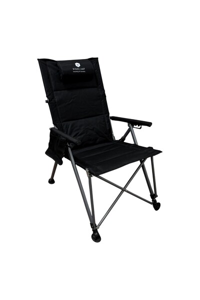 windcamp Unisex Siyah Katlanır Kamp Sandalyesi Premium Sırt Ayarlanabilir Kam...