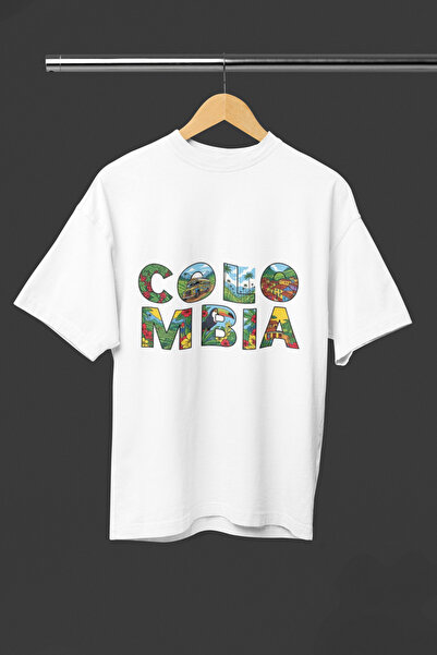 MAGORS Brazil- Colombia Text Printed Oversize Unisex T-Shirt - City Themed Co...