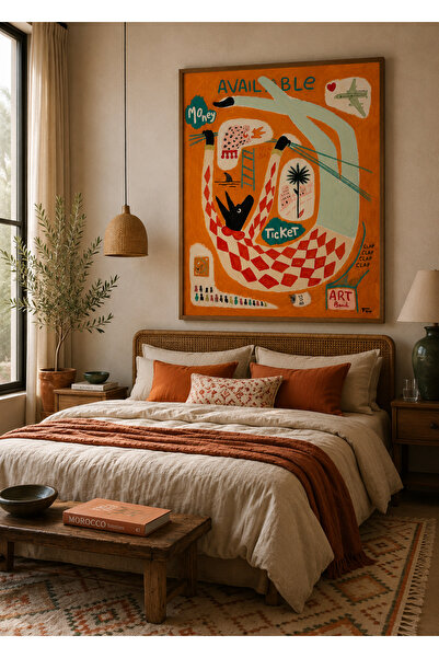 Boho wellness studio Ahşap Çerçeveli Renkli Modern Sanat Poster Tablo