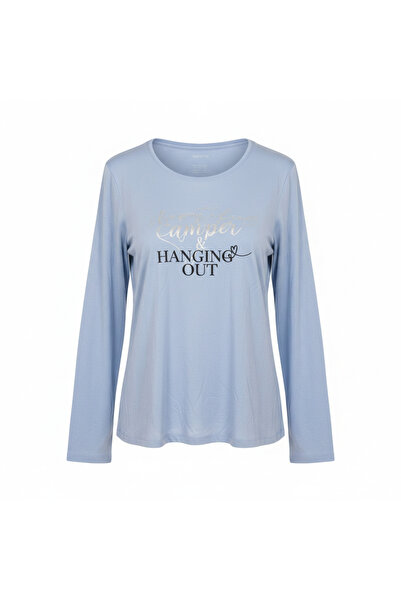 esmara Women's Light Blue "Inside & Out" Long Sleeve Tee