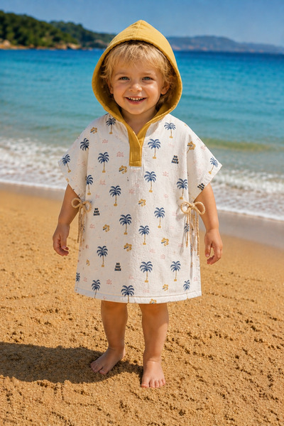 ygz junior 100% Cotton Organic Muslin Fabric Sea Pool Poncho