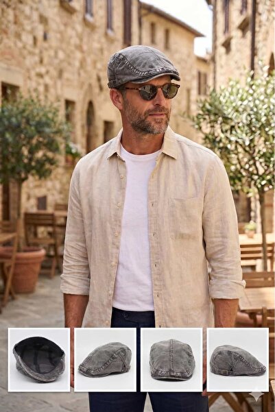 Hat Town Unisex Vintage Canvas Cap - 100% Cotton Adjustable Flat Cap