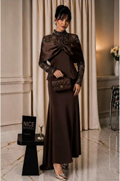 Nice Model Barbie Black Sequined Evening Dress with Luxurious Stretch Taffeta