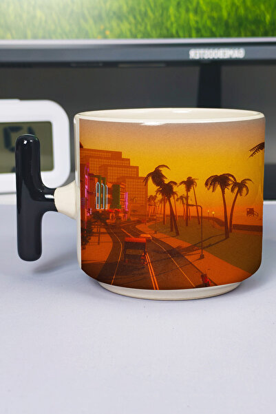 ZipZap Gta Vice City Printed Ceramic Luxury Mug (1 Piece) T-Shaped Special Bl...