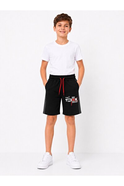 BY SOLANA KİDS By Solona 6606-26 Boys' Printed Shorts with Pockets, Lace-Up E...