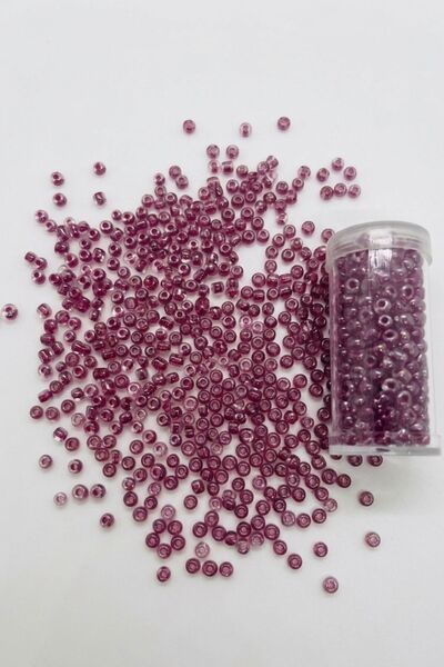 hobi dünyası evim 1 Silindir Kutuda 4 mm Kum Boncuk Şeffaf Pembe Janjanlı