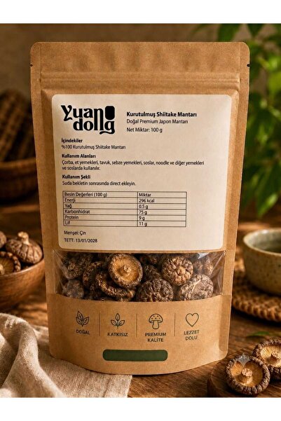yuandong Kurutulmuş Shiitake Mantarı 100 g | Doğal Aromatik Uzak Doğu Mantarı...