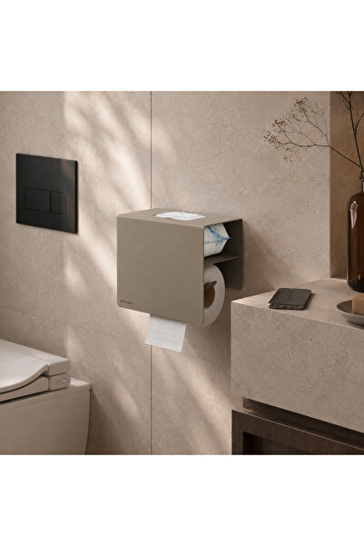PNR AQUA Toilet Paper Holder - Wet Wipes Wc Paper Stand - Self-Adhesive (Mink)
