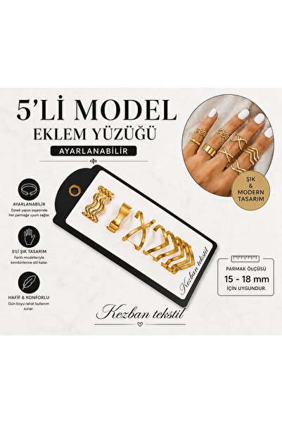 Kezban Tekstil حلقة وصل قابلة للتعديل من 5 قطع، موديل 15-18 ملم