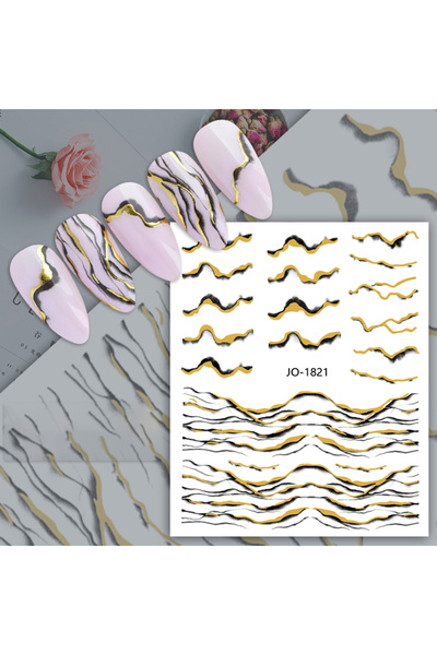 aba nails Parlak Gold Şerit Tırnak Sticker Şerit Tırnak Etiketi Nail Art 1821
