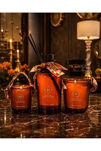 KARCILAR HOME STORE dekoratif amber kokulu parfümlü mumluklar ve şişe de oda ...