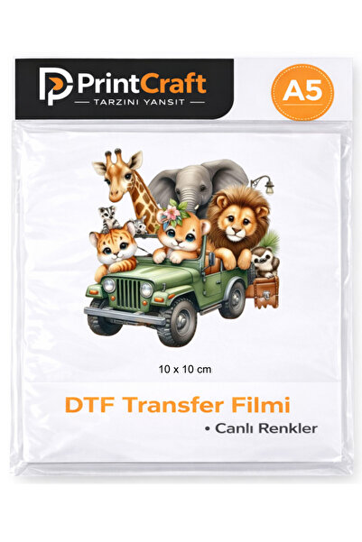 PRİNTCRAFT RENKLİ DÜŞLER ATÖLYESİ 10x10 cm Safari Modeli Ütü ile Yapışan DTF ...