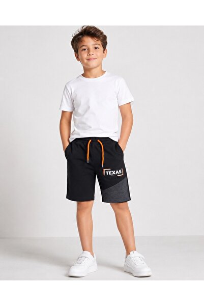 BY SOLANA KİDS By Solona 6606-26 Boys' Gray Printed Shorts with Pockets, Lace...