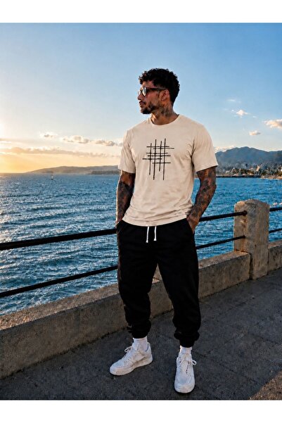 FAEL LİFE Unisex Wide-Let T-Shirt and Trackpants Set with Sticker Print