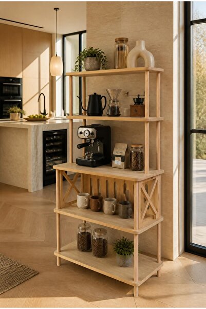 tridihome Çok Amaçlı Coffee Station Mutfak Rafı Düzenleyici Ofis Standı Natur...