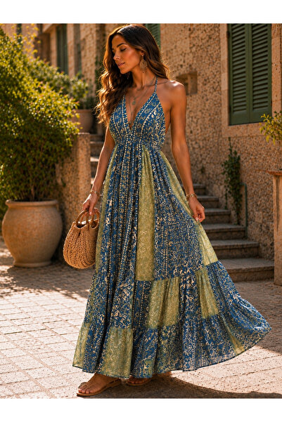 elite aura collectıon Mintara Silk Dress – %70 İpek %30 Viskoz İthal Hint İpe...
