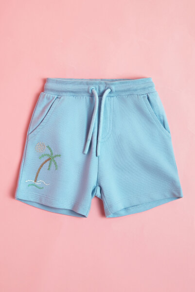 R&B Embroidered Shorts with Drawstring Waist