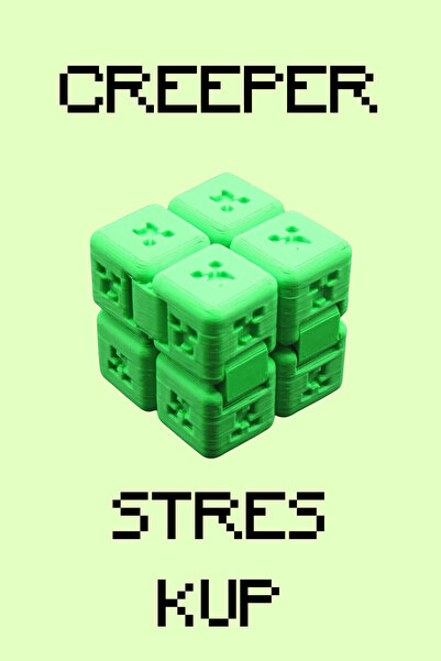 craftopya Creeper Tasarımlı Sonsuzluk Stres Küpü - Yeşil Odaklanma Fidget Küp