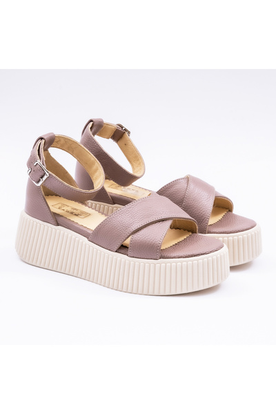 VAGAM Women's Sandals Made of Natural Leather Pale Pink