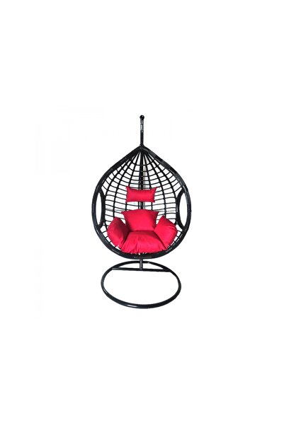 DE HOME DeHome L24 black nest swing with included stand and red pillow