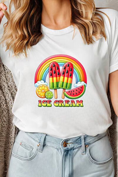 Sarah's Boutique Women's T-shirt – 100% cotton – Rainbow Popsicle