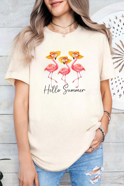Sarah's Boutique Women's T-shirt – 100% cotton – Hat Flamingo