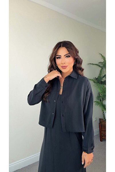 DİDEM GÜLTAKTI طقم فستان أسود نسائي من Qena مع حزام على شكل حبل