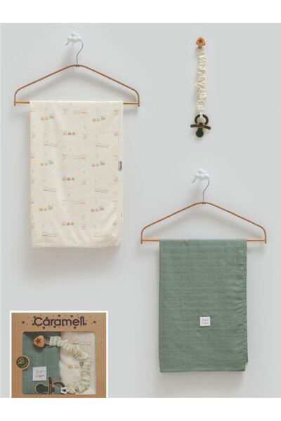 Caramell İncibaby 100% Cotton 1 Piece Muslin Blanket & 1 Piece Cotton Blanket...