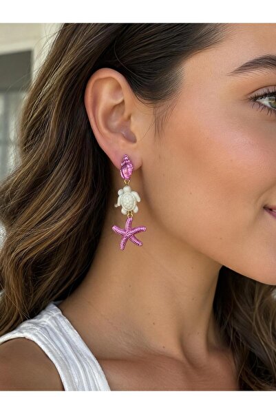 GK LUXURY & FASHION Steel Metal Hanging Earrings with Sea Shell, Starfish, an...