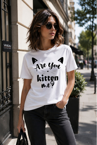 Büşra Çetin Are You Joking? Message Cat Lover 100% Cotton T-Shirt, Casual Com...