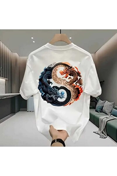 Panda Baskı Tekstil Dragon Printed Special Design Oversize Tshirt