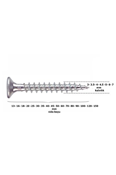 labshop41 6x70 mm Sunta Vidası , Ahşap Vidası , Sivri uçlu Ağaç Vidası (DIN75...