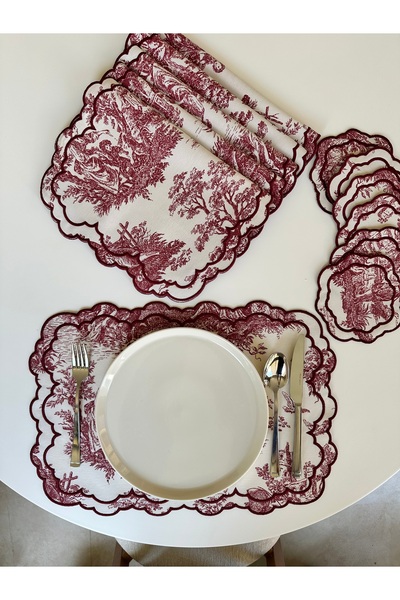 NURHAN HOME COLLECTION Toile De Jouy Patterned Luxury American Serving and Co...