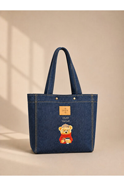 NARRATİVA Sevimli Tasarım Denim Tote Çanta