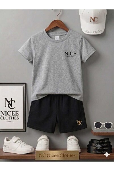 NC Nicee Clothes LETNJA DEČJA MAJICA I KRATKE HLAČE UNISEKS (CRNE SA MALIM LE...