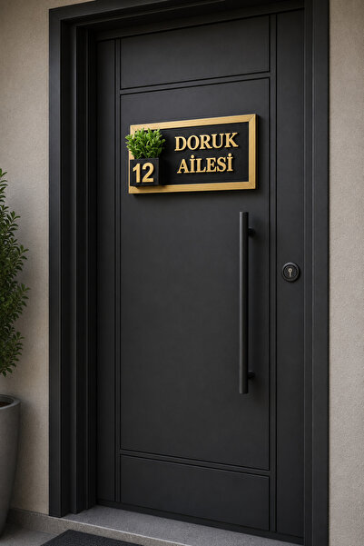 SHELİFE Kişiye Özel Ahşap Kapı İsimliği ve Kapı Numarası 15x25 cm | Dekoratif...