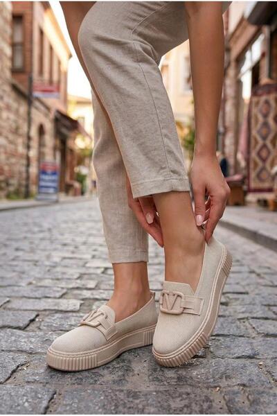 fort Ventes 346411 Comfortable Knitwear Loafer Women's Shoes with Buckle Acce...