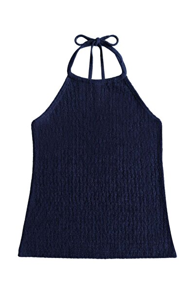 Cottonhill Premium - Tide Collection |   Navy Blue Halter Neck Halter Tie-Bac...