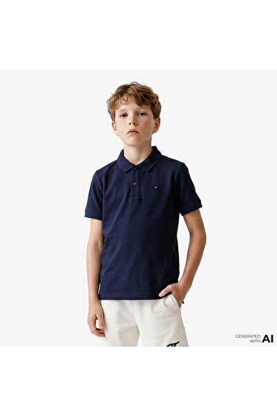 Tommy Hilfiger Essentials Çocuk Lacivert Polo Yaka T-Shirt
