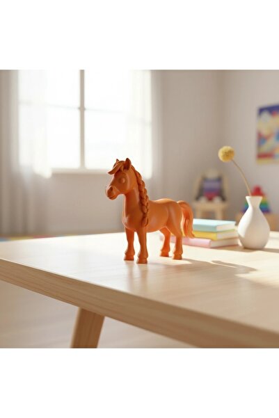 OEM Horse Figurine with Braided Mane Decor Small Toy Plastic 15 mm - Orange c...