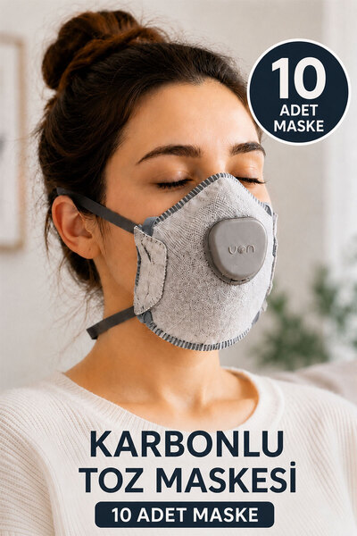 Badem10 Karbonlu Toz Maskesi 10 Adet Aktif Karbon Filtreli Nefes Alabilir Toz...