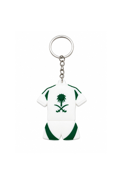 Al Ahli FC Jersey Keychain PVC Fan Accessory with Raised Crest, Metal Ring, D...