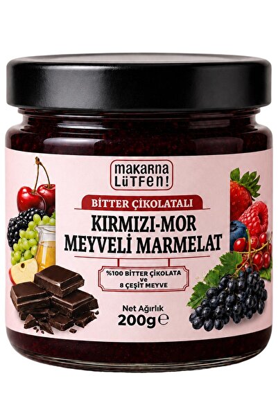 Makarna Lütfen Bitter Çikolatalı Kırmızı Mor Meyveli Marmelat (200 g)