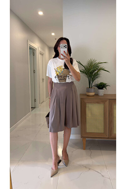 BİRCANÇİL Floksy Mink Midi Length Trousers