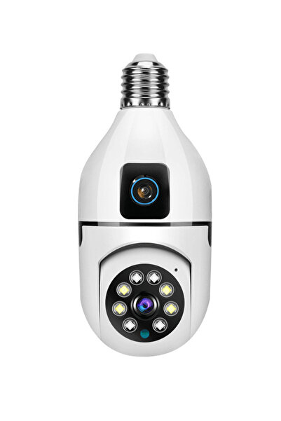 crz Cameră de supraveghere tip bec ULTRA HD 4MP, Cameră duală, PTZ, Conexiune...