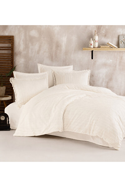 Clasy Boutique Duvet Cover Set Double Size Estina V1 Ecru