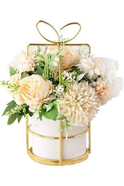 Arabest Fake Artificial Flowers in Vase,Faux Peony Silk Hydrangea Flower Cent...